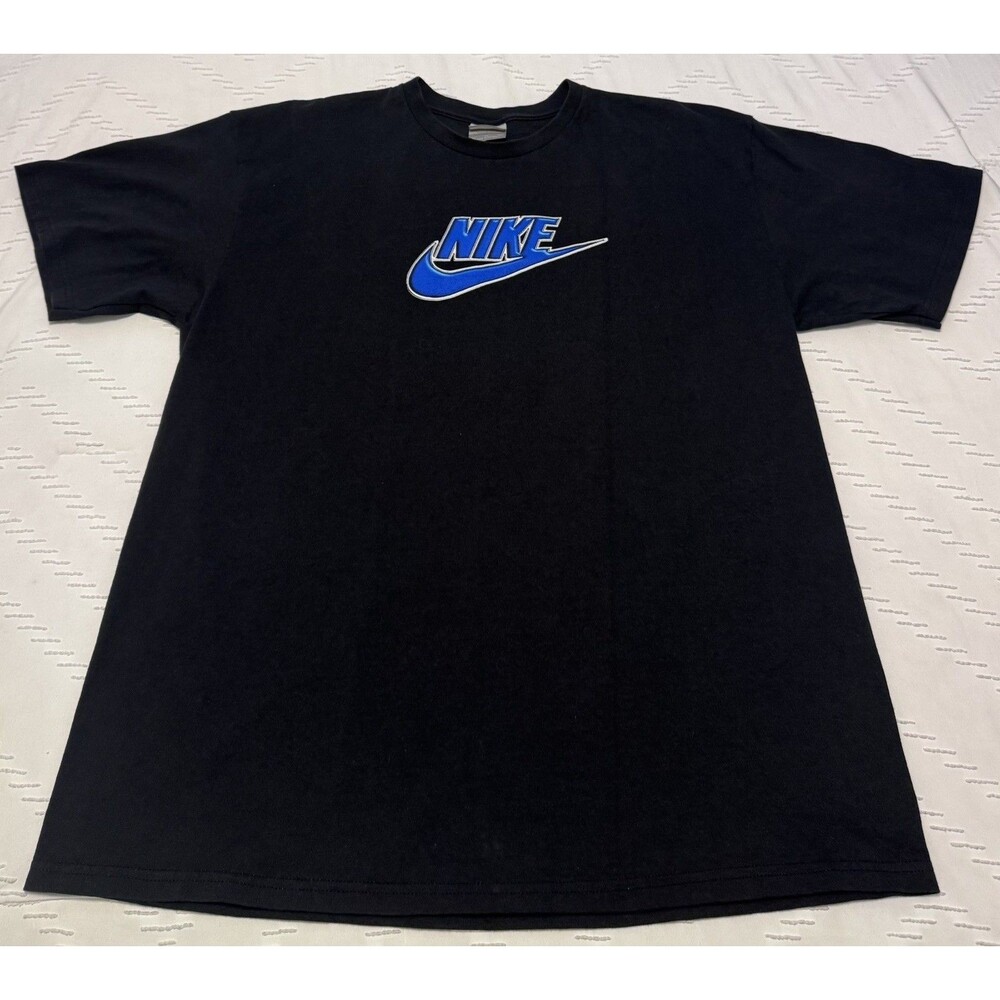 Vintage Nike Short Sleeve Shirt Black Big Logo Graphic Size XL Y2K Skate Grunge